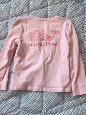 Vineyard Vines Pink Long-Sleeve Floral Whale Tee